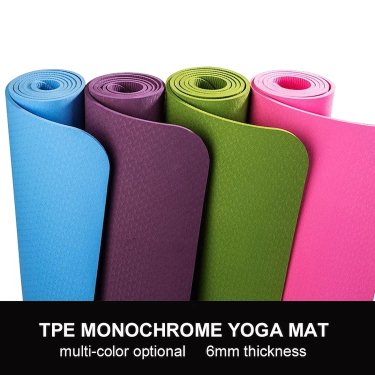 Dongguan Factory Offer High Density 6mm Anti Slip TPE Yoga Fitness Mats, Custom Logo Home Gym Exercise Towel Mat, Yoga Equipment for Wholesaler, Distributor