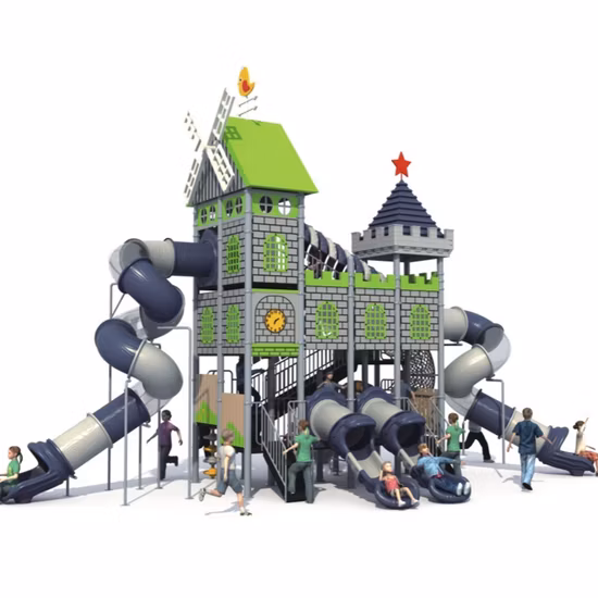 Équipement en plastique extérieur de terrain de jeu de parc d'attractions de glissière de bateau de pirate d'enfants