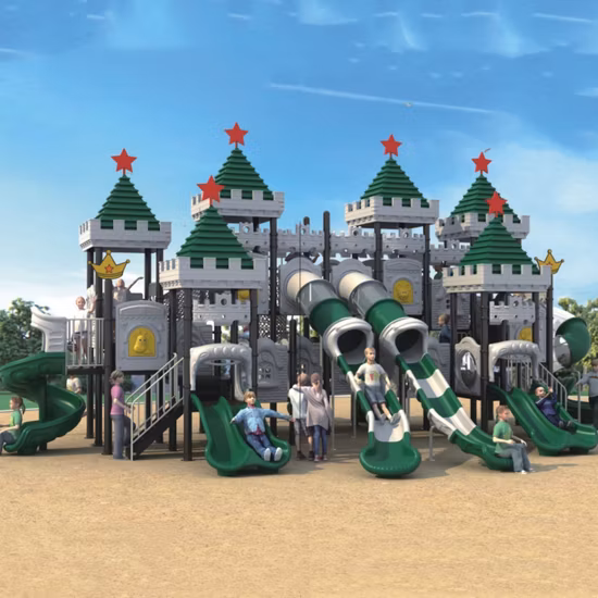 Équipement de terrain de jeu extérieur personnalisé, parc d'attractions pour enfants, grand toboggan en plastique