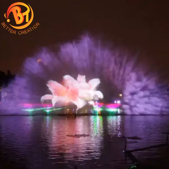 Grand spectacle laser d'équipement de fontaines d'eau flottantes musicales en plein air à vendre